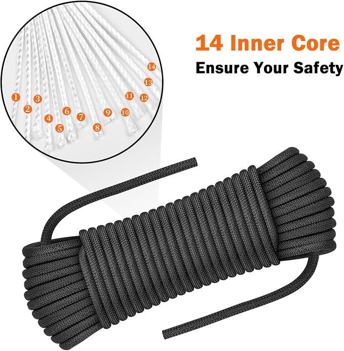 AOLEBA 8.5mm Static Climbing Rope, Outdoor Rock Climbing Ropes, Heavy Duty - Image 3