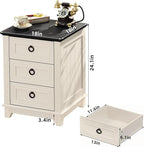 18" Farmhouse Night Stand with 3 Drawers, Wood End Table Dresser - Image 2
