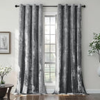 SMILETIME Grey Crushed Velvet Curtains 52x96 inch Luxurious Thermal Insulated by SMILETIME