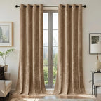 SMILETIME Amber Beige Crushed Velvet Curtains 52x90 inch Luxurious Thermal by SMILETIME