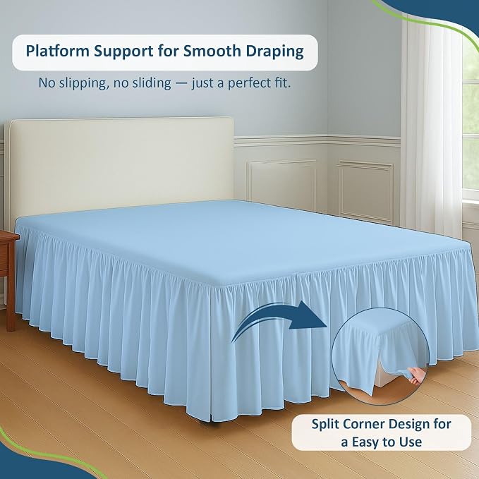 Rajlinen Ruffled Bed Skirt California King, 12 Inch Drop Dust Ruffle - Image 5
