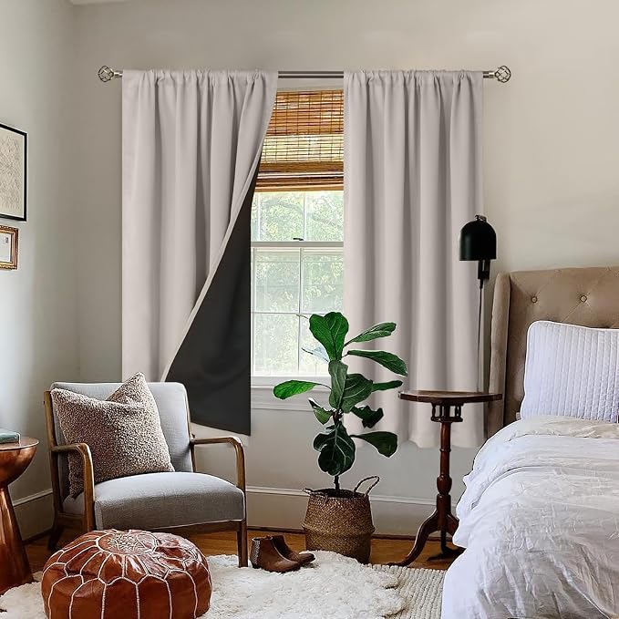 BGment Full Blackout Curtains for Bedroom 63 Inch Length 2 Panels Set, Thermal - Image 2