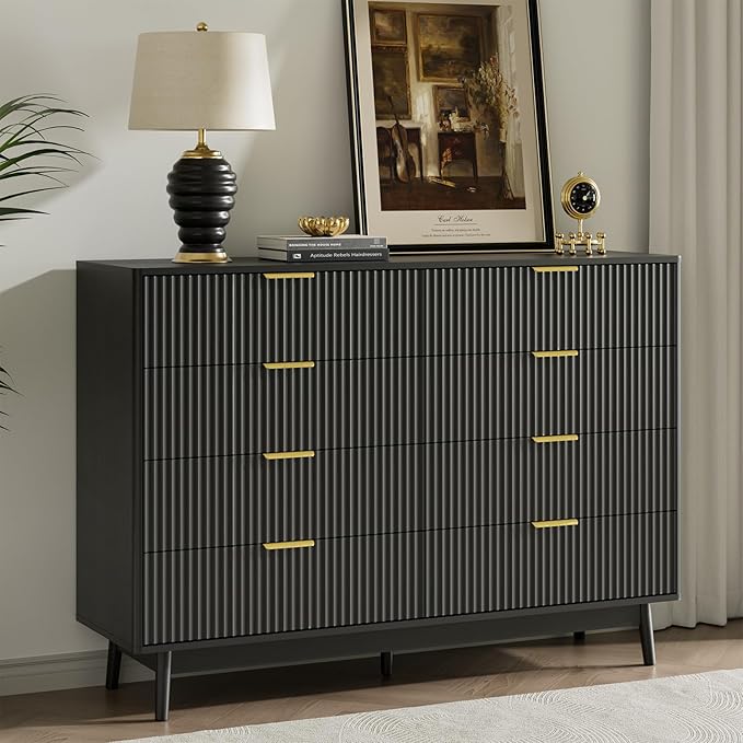 LYNSOM Fluted 8 Drawer Dresser for Bedroom, Wood Dresser TV Stand & Storage - Image 7