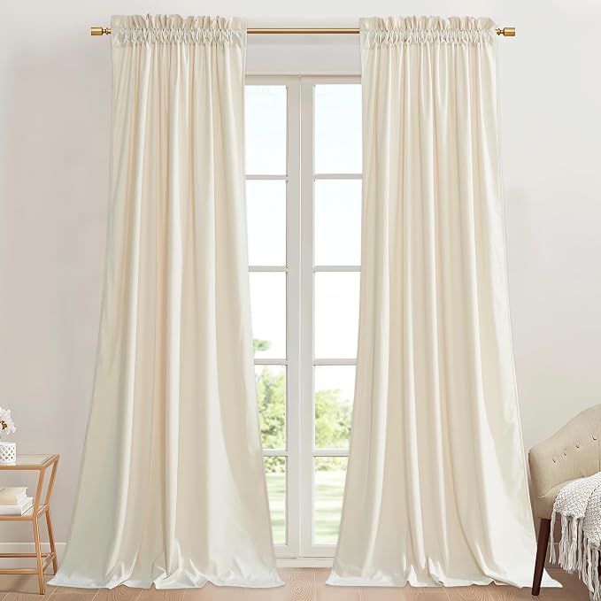 StangH Ivory White Velvet Curtains 42 x 84 inches Bedroom Elegant Home Decor by StangH