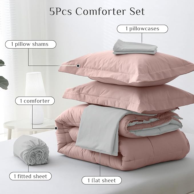 JOLLYVOGUE Twin XL Comforter Set, Ultra-Soft Bed in a Bag Twin XL Size 5 Pieces - Image 5