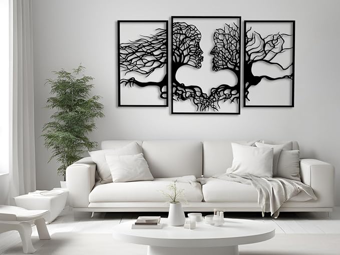 VAILLA Tree of Life Wall Wooden Art Abstract Tree Man Woman Face Large 3D - Image 7