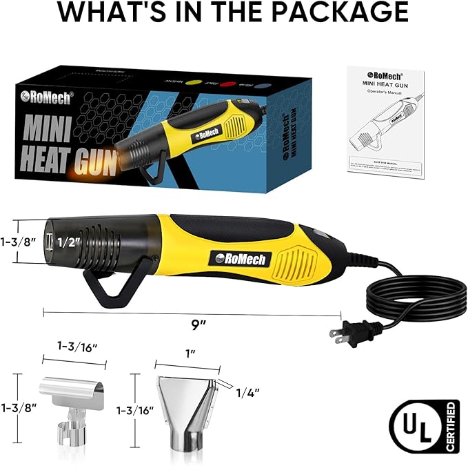ROMECH 350W Heat Gun with 2 Nozzles, Dual Temp Heat Gun 400°F-660°F, Fast Heat - Image 4