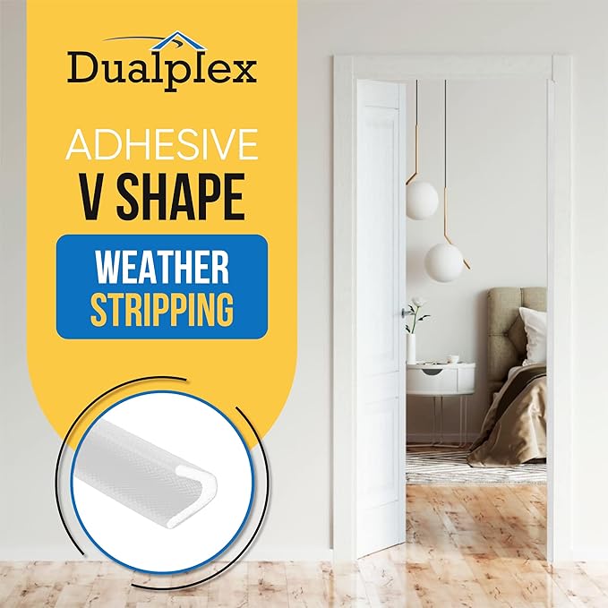Adhesive V Shape Weatherstrip, Weather Stripping Door Seal Strip Foam Door - Image 2