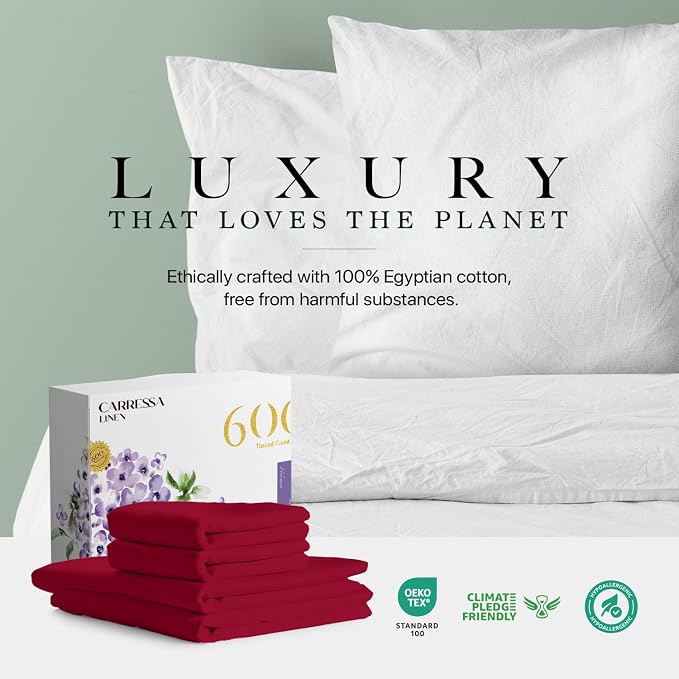 Carressa Linen 100% Egyptian Cotton King Size Sheets Set - Image 8