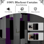 Purple 100% Blackout Curtains for Bedroom 84 inch Length 2 Panels Set Grey - Image 3