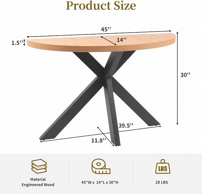 Half Moon Table for Small Spaces - Image 2