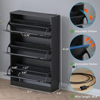 Shoe Cabinet with Odor Control and Back Panels, Deodorizing Slim 3-Flip Shoe - Image 2