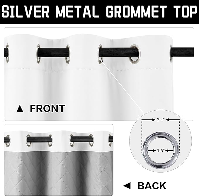White 100% Blackout Curtains 3-in-1 Heavy Soundproof Curtains Thermal Insulated - Image 5