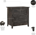 Bush Furniture Key West 2 Drawer Lateral File Cabinet in Dark Gray Hickory | - Image 5