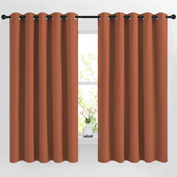 NICETOWN Burnt Orange Window Treatments 66 inch Length 2 Panels Set, Grommet by NICETOWN