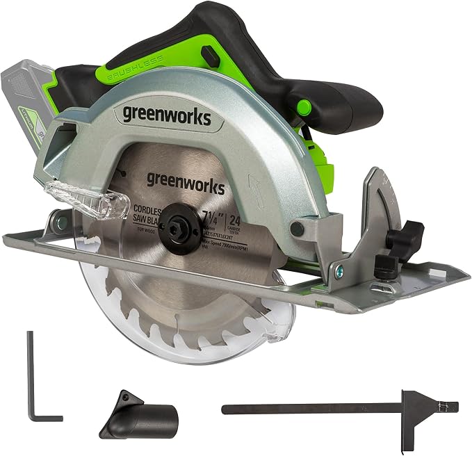 Greenworks 24V Brushless 7-1/4-inch Circular Saw, Battery and Charger Sold by Greenworks