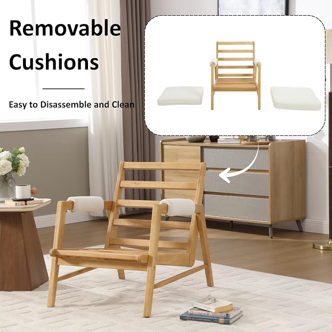 HEAH-YO Modern Accent Chair, Upholstered Linen Fabric Living Room Chair - Image 8