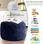 HIGOGOGO Round Stuffed Pouf Ottoman, Corduroy Poufs - Image 4