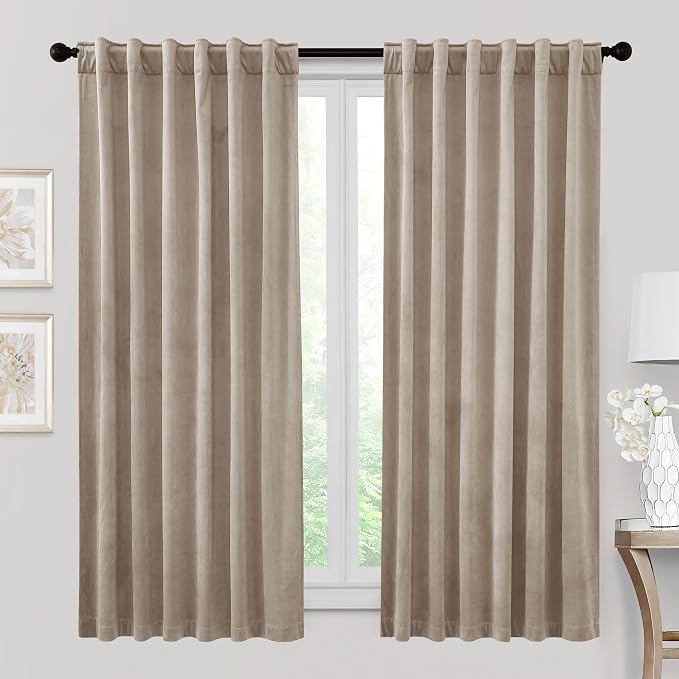 RYB HOME Heavy Duty Velvet Curtains & Drapes, Room Darkening Noise Reducing by RYBHOME