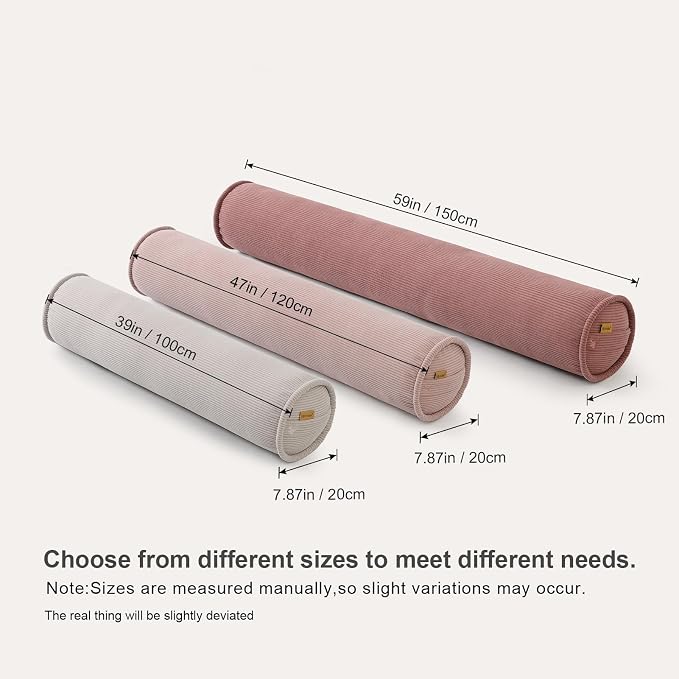 Body Pillow for Adults – Corduroy Long Round Bolster Pillow for Bed, Cuddle - Image 2