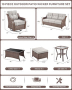10 Piece High Back Outdoor Patio Furniture Set - Image 2