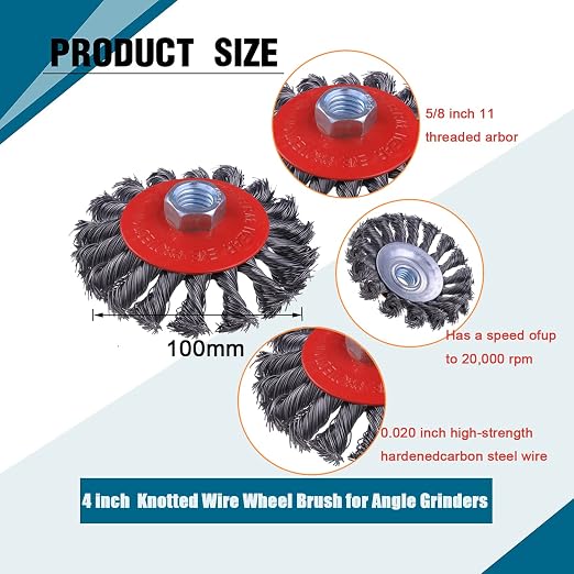 4 Pack 4 Inch Twist Knotted Wire Wheel Brush - Image 2