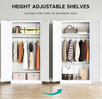 Metal Wardrobe Cabinet with Hanging Rod, Metal Clothing Storage Cabinet with - Image 4