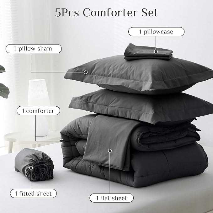 JOLLYVOGUE Twin XL Comforter Set, Ultra-Soft Bed in a Bag Twin XL Size 5 Pieces - Image 5