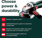 Metabo 4-1/2-5-Inch Angle Grinder, 11 Amp, 000 RPM, Non-Locking Paddle Switch - Image 9