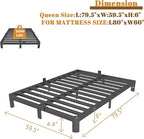 Queen Bed Frame 6 Inch Black, Metal Bed Frame Queen Size - Image 2
