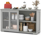 Costzon Sideboard Buffet Cabinet of 2, Wooden Kitchen Storage Cabinet - Image 8