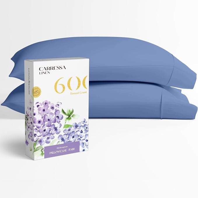 Carressa Linen 100% Egyptian Cotton Pillow Cases Queen Size Set of 2 by CarressaLinen