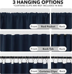 Deconovo Solid Back Tab and Rod Pocket Curtains Thermal Insulated Blackout - Image 2