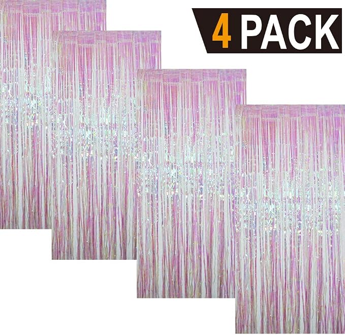 GOER 3.2 ft x 9.8 ft Metallic Tinsel Foil Fringe Curtains Party Photo Backdrop - Image 2