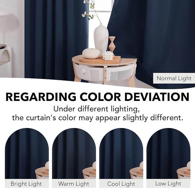 Deconovo Solid Back Tab and Rod Pocket Curtains Thermal Insulated Blackout - Image 6
