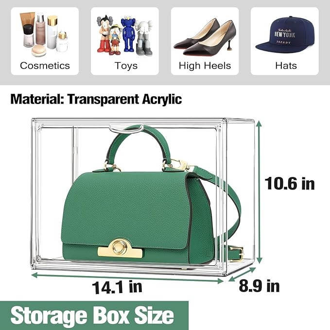 10 Pack Acrylic Shoe Box Size 14, X-Large Purse Handbag Organizer Clear Sneaker - Image 2