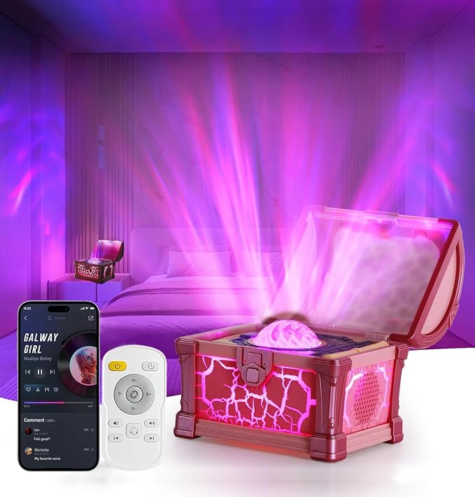 Treasure Box Northern Lights Projector, Galaxy Aurora Night Light Projector by Amailtom