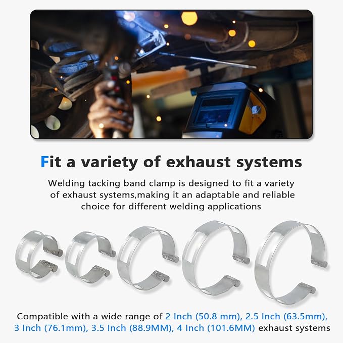 5PCS Stainless Steel Welding Tacking Band Clamp, Clamp-On Exhaust Pipe Tacking - Image 3