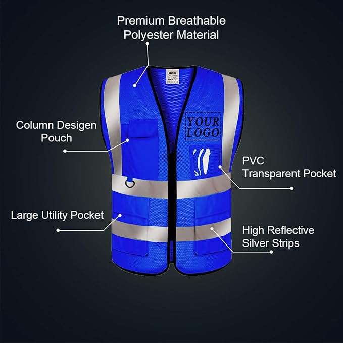BeautyWill Custom Safety Vest Logo Class 2 High Visibility Reflevtive Vest - Image 5