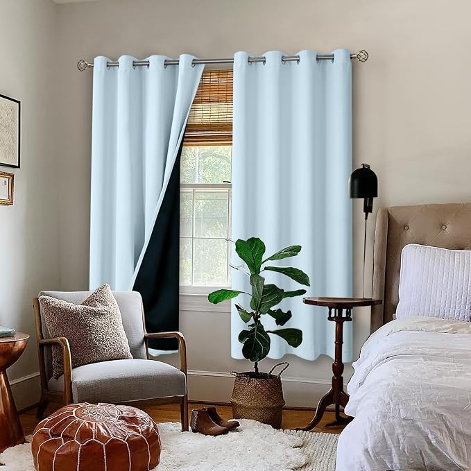 BGment Baby Blue 100% Blackout Curtains - Image 2
