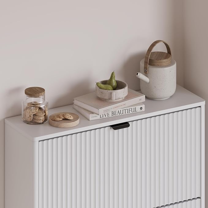 Entryway Shoe Cabinet with 3 Flip Drawers, Narrow Shoe Organizer Cabinet with - Image 5