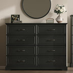 Farmhouse 8 Drawers Dresser for Bedroom, Rustic Wood Dresser TV Stand, Wooden - Image 3