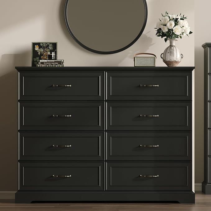 Farmhouse 8 Drawers Dresser for Bedroom, Rustic Wood Dresser TV Stand, Wooden - Image 3