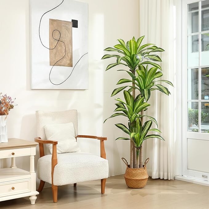 Artificial Plants, 6 Ft Dracaena Tree Faux Plants Indoor Outdoor Decor Fake Tree by Ferrgoal