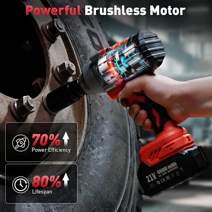 Avrhit Cordless Impact Wrench 1/2 Inch, 1300Nm / 960ft-lbs High Torque Impact - Image 2