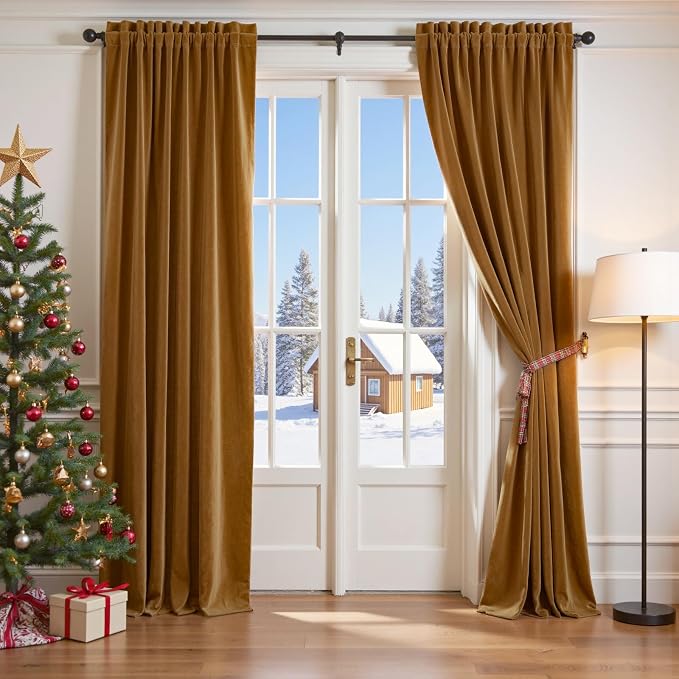 Lazzzy Velvet Blackout Curtains Thermal Insulated Room Window Drapes Super Soft by Lazzzy