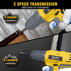 Jar-Owl 21V Cordless Drill Set, 0-1350RMP Variable Speed, 350 in-lb Torque - Image 5