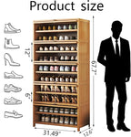 Bamboo Shoe Cabinet with Acrylic Door, 10-Tier Shoe Storage Rack, 40-45 Pairs - Image 2