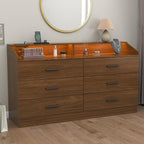 6 Drawer Dresser with Power Outlet, Chest of Drawers with LED Light, Modern - Image 6