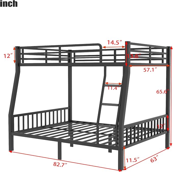 Upgraded Version Thicken Metal Heavy-Duty Full Over Queen Bunk Bed, Best Modern - Image 2